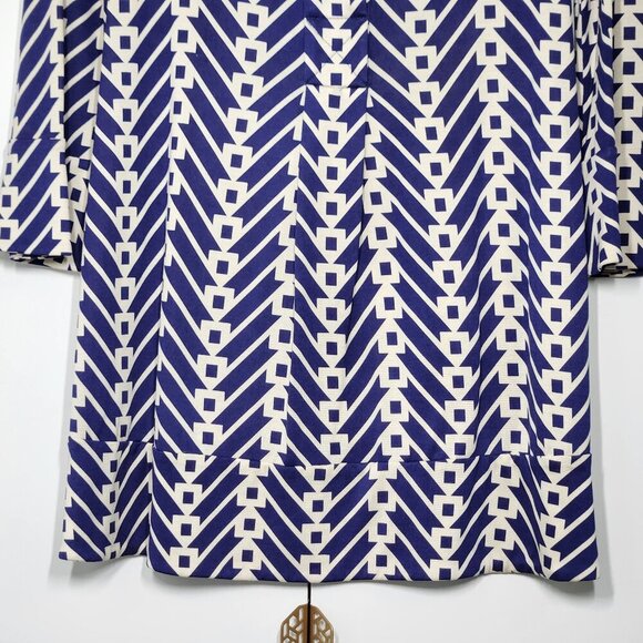 Diane Von Furstenberg 100% Silk Dress Women's Size 0 Blue and Beige Mini - Picture 3 of 8